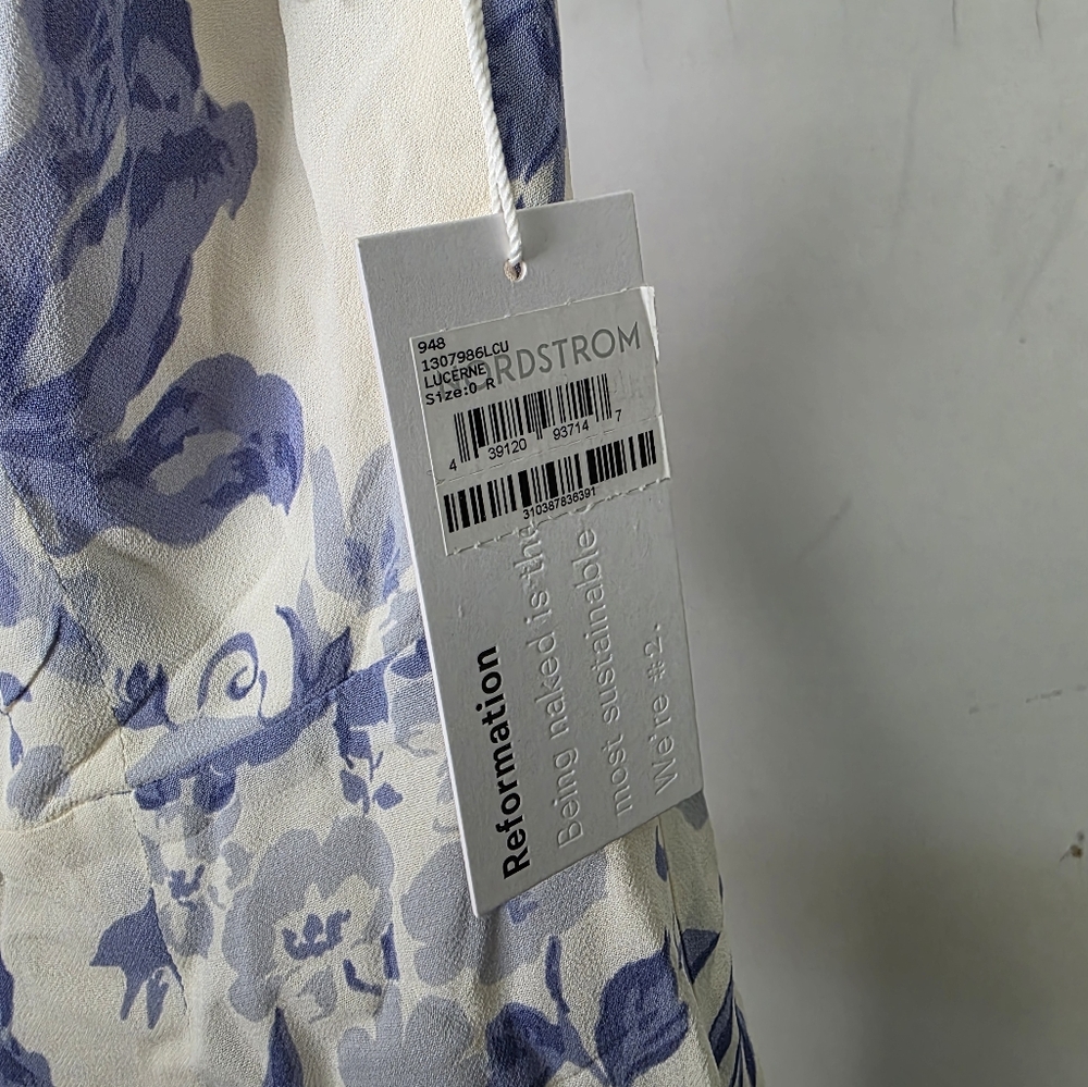 Reformation Twilight Dress Lucerne Midi Blue Floral New With Tags Size 0 - Picture 7 of 7